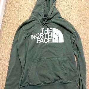 Green unisex north face sweat shirt hood condition